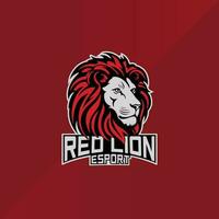 rojo león cabeza logo deporte equipo diseño juego de azar mascota vector