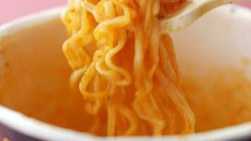 noodles in a bowl on table video