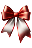 A dazzling red bow ribbon adorned with sparkly glitter, placed on a clear and see-through background. png