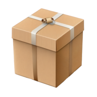 The image displays a realistic gift box in kraft color, set against a transparent background. png