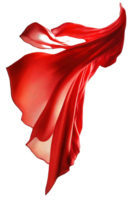 A vibrant red silk fabric billows gracefully through the air, suspended against a transparent background. png