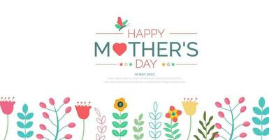 happy mother day background or banner design template with colorful flower design template. vector