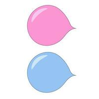 Pink and blue bubble gum, chewing and blowing bubble gum, vector illustration