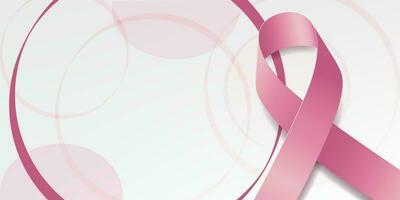 mes de la conciencia del cáncer de mama. banner con conciencia de cinta rosa y texto. ilustración vectorial vector
