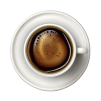 The image features a lifelike bird's eye view of a coffee cup positioned on a see-through background. png