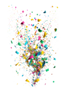 A festive and vibrant display of multicolored confetti that appears to float freely against a transparent background. png