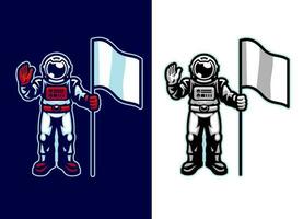 astronauta personaje mosca el bandera vector