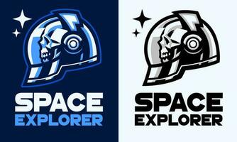 conjunto de logo estilo diseño de cráneo astronauta vector