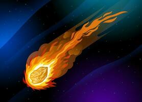 Fiery Meteor Flying in the space vector