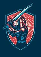 Knight Shield Badge Sport Logo Style vector