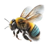 ein Schön, lebensecht Biene hochfliegend anmutig durch ein klar, durchschauen raum.generativ ai png