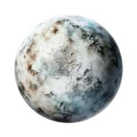A beautifully rendered planet, complete with intricate details like mountains, oceans, and clouds, is captured against a clear, transparent background. png
