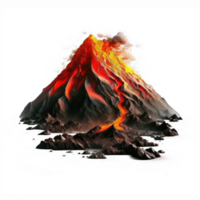 A magnificent volcano in all its realistic glory, standing boldly against a clear and transparent background. png