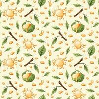 Seamless pattern with honey drops, leaves. Suitable for wallpaper, fabric, textile, paper. vector