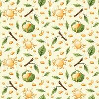 Seamless pattern with honey drops, leaves. Suitable for wallpaper, fabric, textile, paper. vector