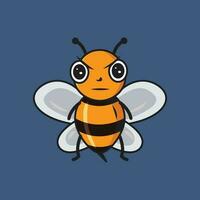 Cute angry bee Cartoon Sticker vector Illustration