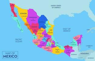 mapa de mexico con todas país nombre vector