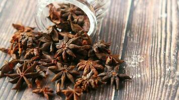 Star anise fruit on table close video