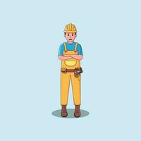 construction worker character simple illustration vector