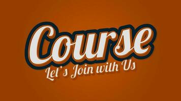 Course 3D Typography Text Style with Brown Color vector