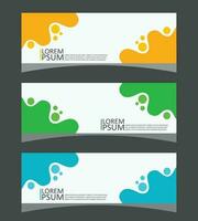 Three banners with a blue green and orange swirls horizontal banner template design Modern banner  vector banner design