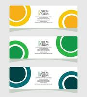 template and a set of vector banners for a company website or social media design  green or yellow or blue color which in circle