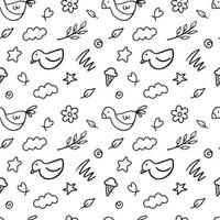 Doodle handdrawn seamless pattern background for wrapping, element vector