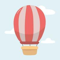 Hot air balloon with clouds in the sky vector