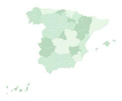 Spain map on the green color of regions and administrative map vector