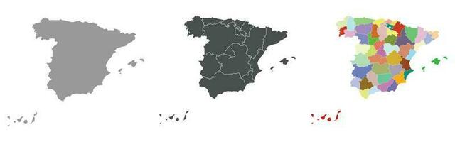 Spain map set on colored and grey vector