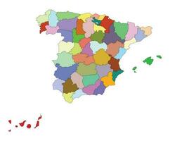 España mapa con multicolor administración mapa vector