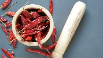 top view of dry chili in a bowl video