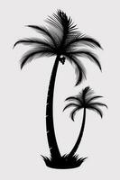 palma árbol vector silueta un negro y blanco imagen de dos palma arboles