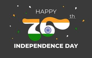 Greeting card  vector design for Independence day of India. 76 years anniversary celebration.