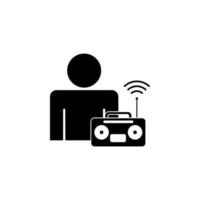 man, tape recorder, radio vector icon illustration