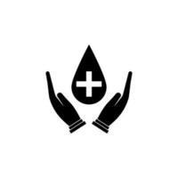 A drop with a plus sign in the hands vector icon illustration