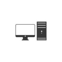 Monitor and system unit vector icon illustration