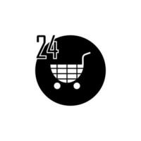 Shop cart, 24 hours vector icon illustration