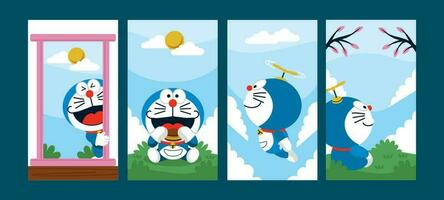 Social Media Story of Blue Cat's Adventure vector