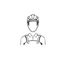 construction worker avatar line vector icon illustration