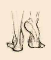 Hand drawn pencil sketch of feet. Beautiful vector drawing. Symbol for web and print.