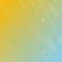 Vector modern abstract background with memphis elements in yellowish and blue gradients