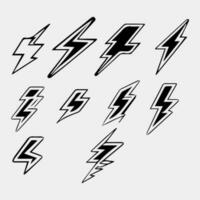 Lightning, thunderbolt icon. Electric lightning vector icons collection. Thunderbolt sign