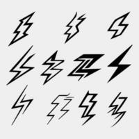 Lightning, thunderbolt icon. Electric lightning vector icons collection. Thunderbolt sign