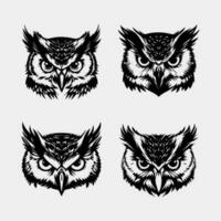 set of Royal Owl Vector Design isolated on white