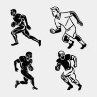 American football player running. Sportsman black silhouette vector