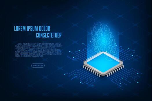 Vector isometric cpu Artificial Intelligence technology concept.