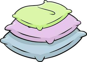 Set of pillows. Large and small object. Cartoon flat illustration. Soft colored cushions in blue and pink. Element of bedroom and bed for sleep vector