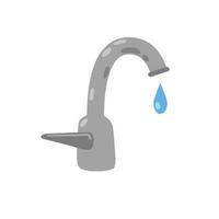 Water tap with falling drop of water. Plumbing in kitchen and bathroom. vector