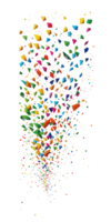 A vibrant burst of colorful confetti suspended in the air, set against a transparent background. png